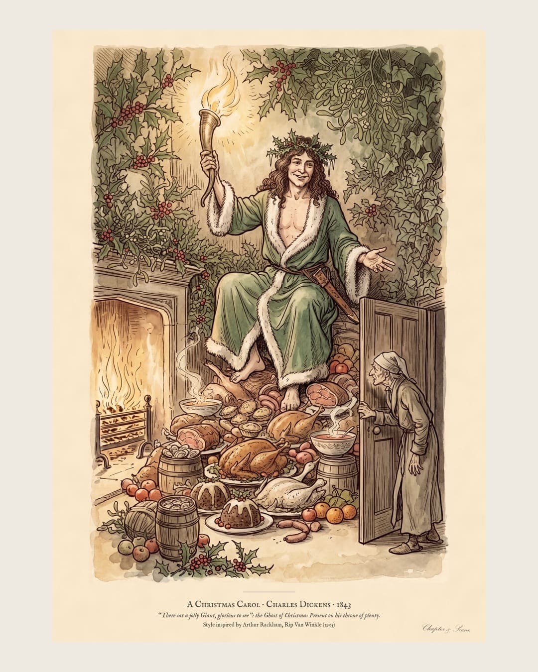 The Ghost of Christmas Present, an art print inspired by A Christmas Carol