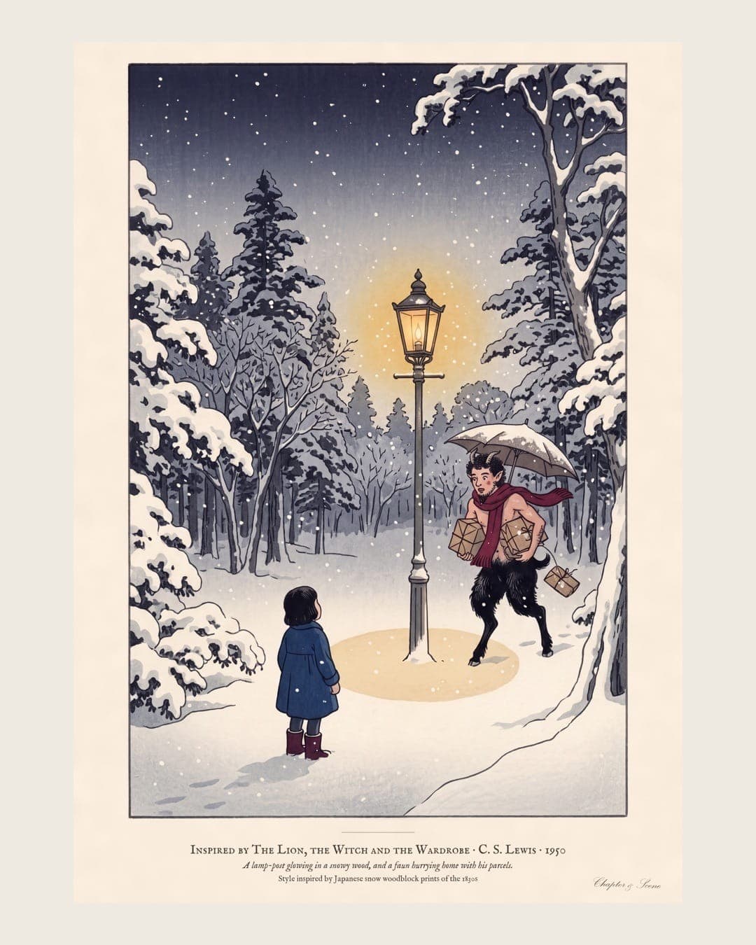 The Lamp-post, an art print inspired by The Lion, the Witch and the Wardrobe